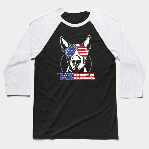 Proud Bull Terrier American Flag Merica dog Baseball T-Shirt by wilsigns